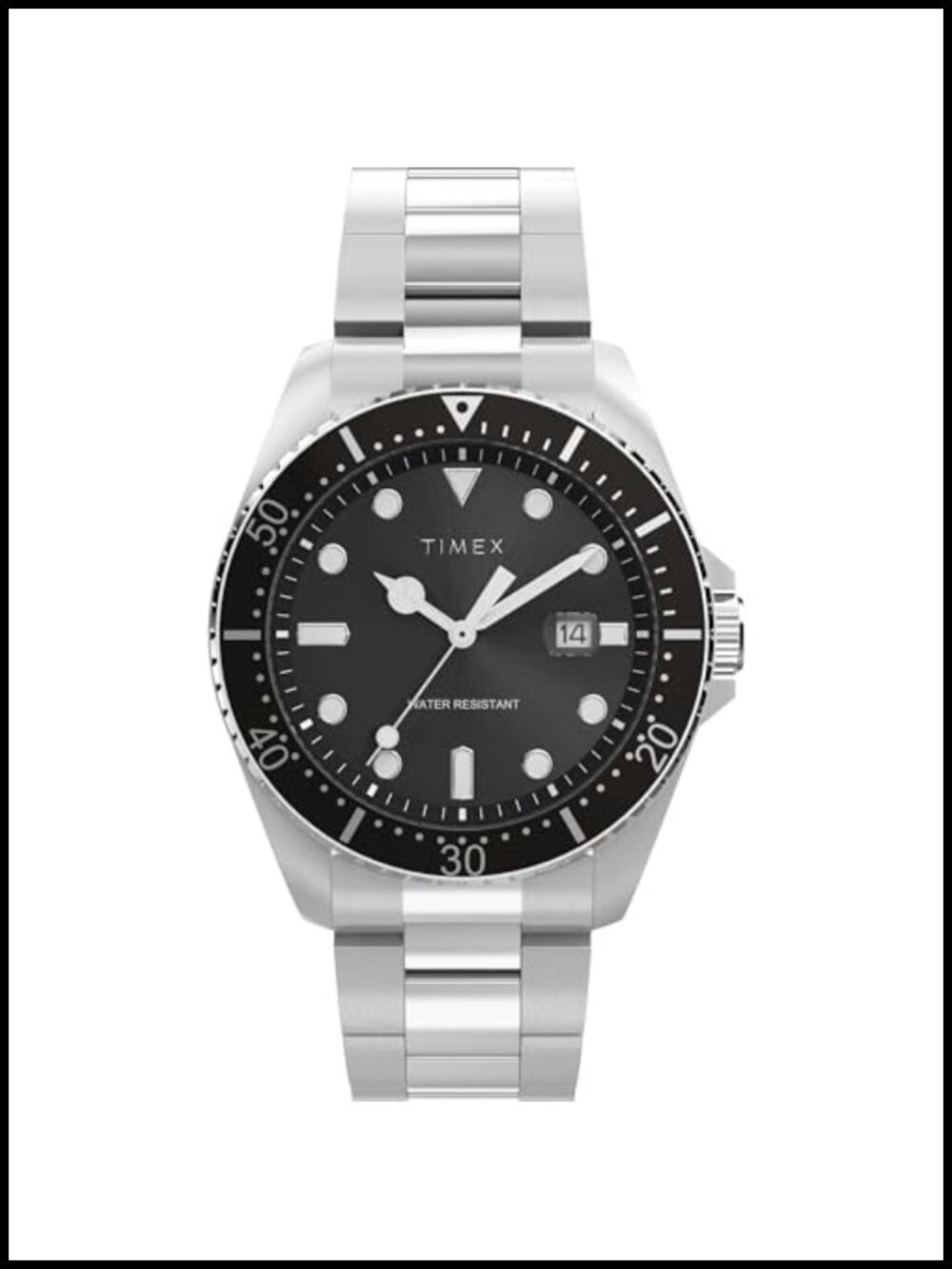 Men's Stainless Steel Diver Watch 42mm Quartz Analog Date Luminous Bezel